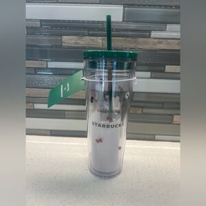 Starbucks Green and Clear Hello Kitty Tumbler 24oz